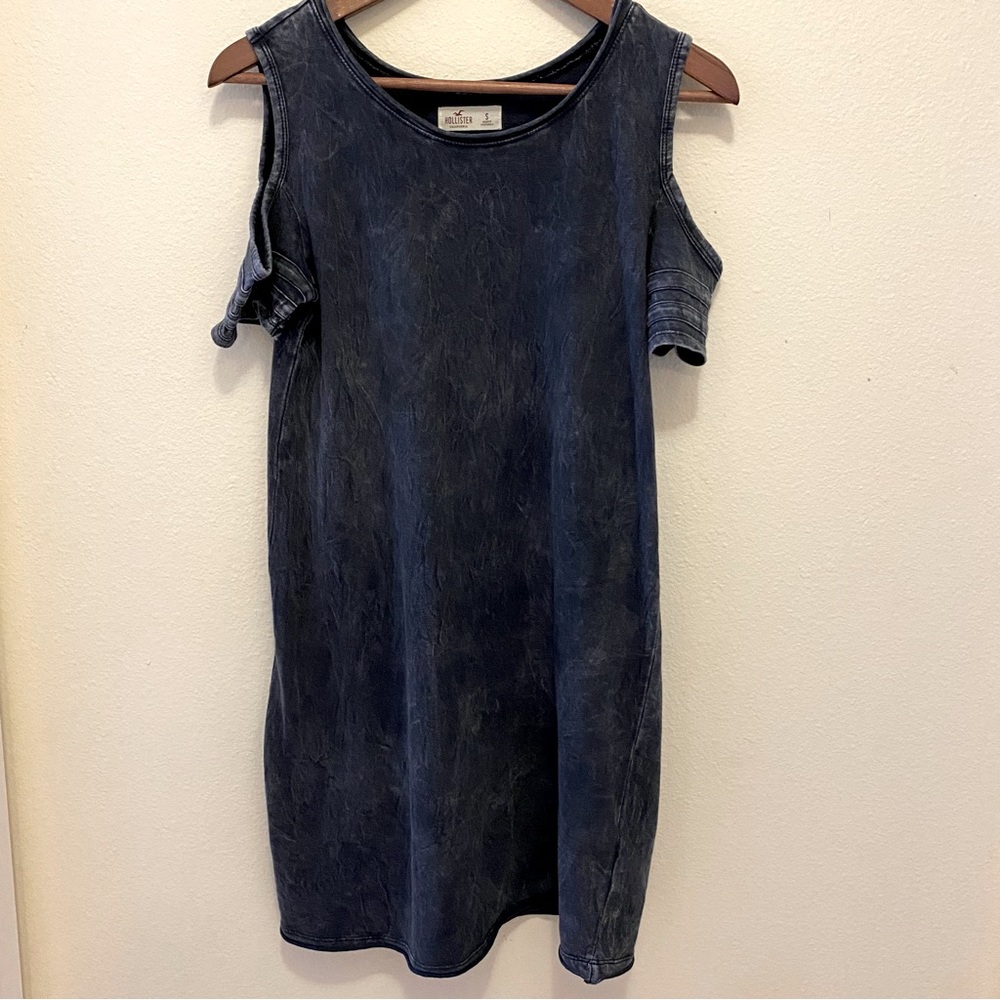 Hollister Slate Blue Cold-Shoulder Mini Dress